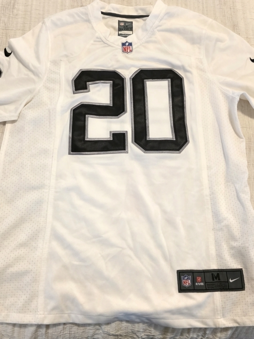 Nike White Raiders Football Jersey with Black #20 McFadden